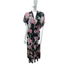 Kate & Lily Womens Size 16W Floral Tiered Ruffle Chiffon Boho Floral Dress Flowy